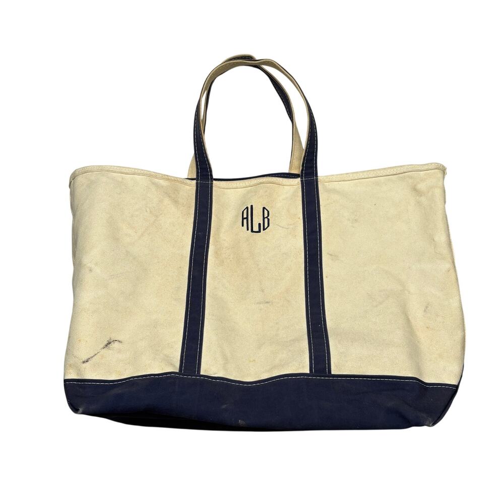 Vintage LL Bean Boat & Tote Canvas Bag Zip Large 25.5x16 Western Grocery